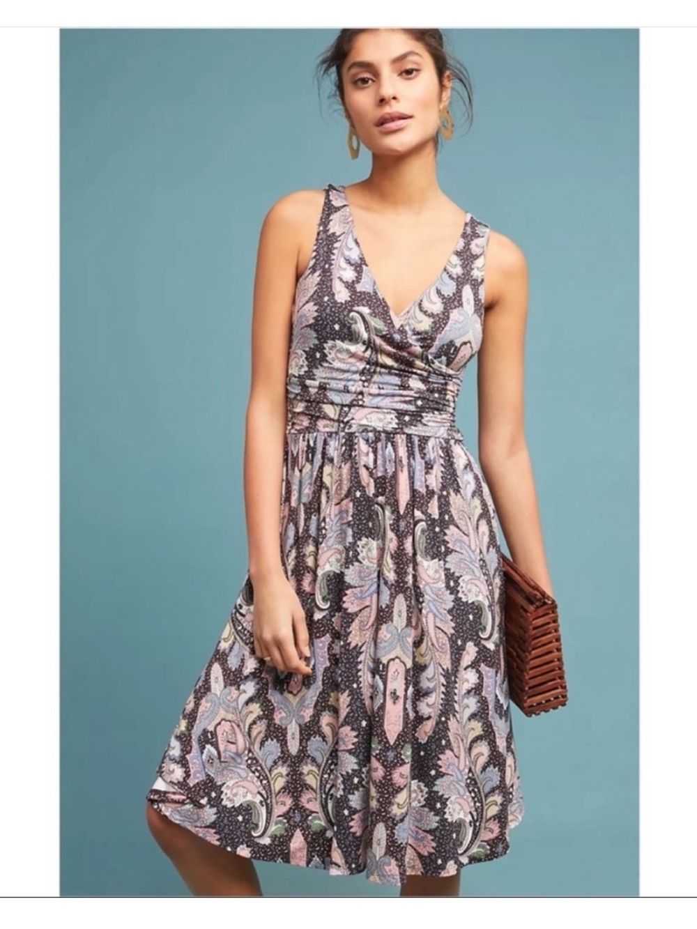 Anthropologie Maeve Leslie Paisley Midi Dress Purple